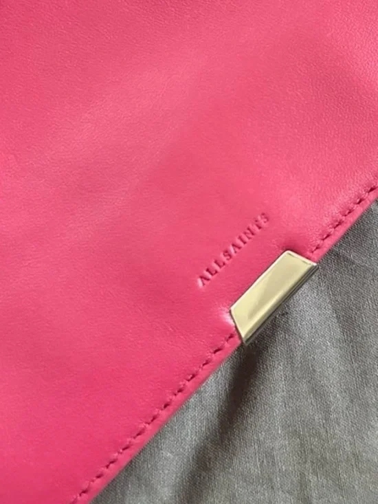 Allsaints Captain Leather Flap Shoulder Bag-Fuscia-EUC - Picture 6 of 16